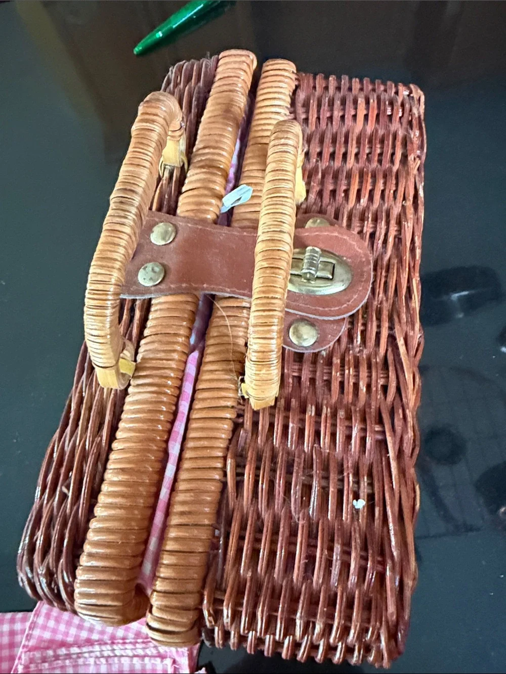 Children's Pink Gingham Picnic Tea Set with Cutlery, Plates, Cups And Linens